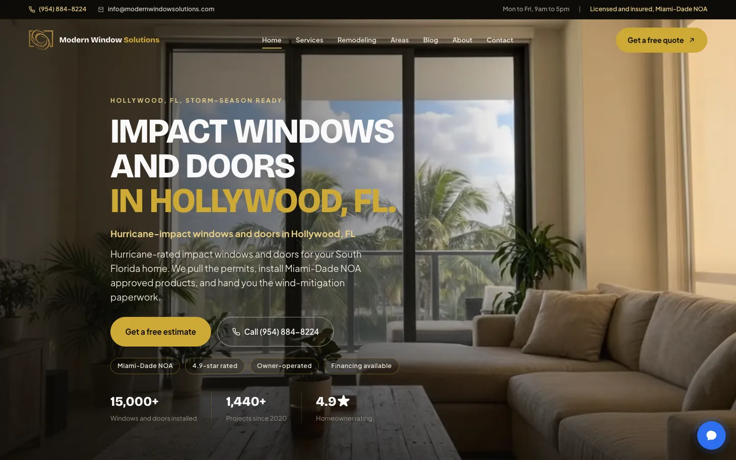 Modern Window Solutions website