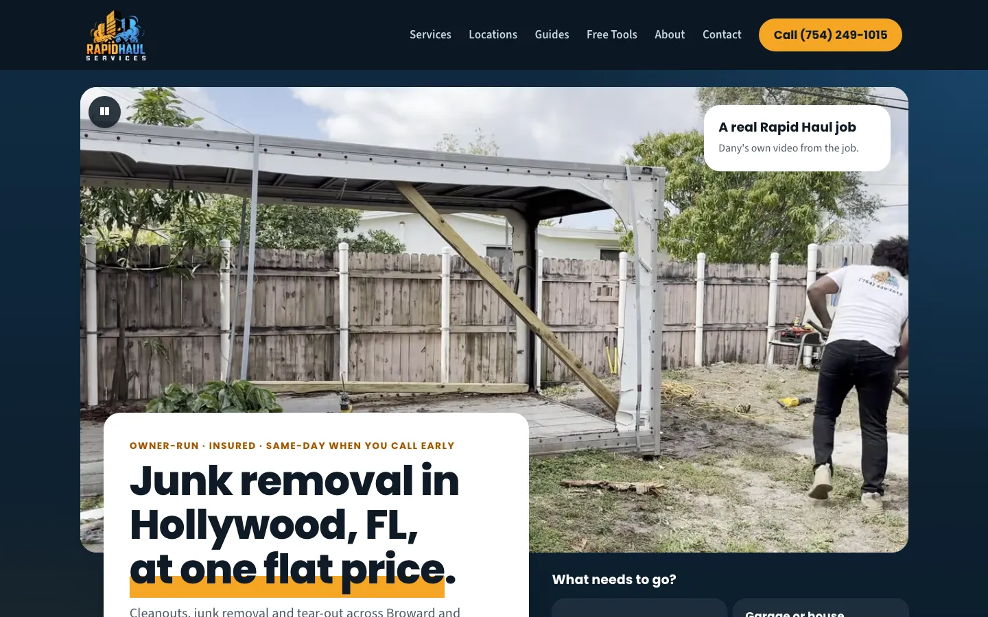 Rapid Haul Services website